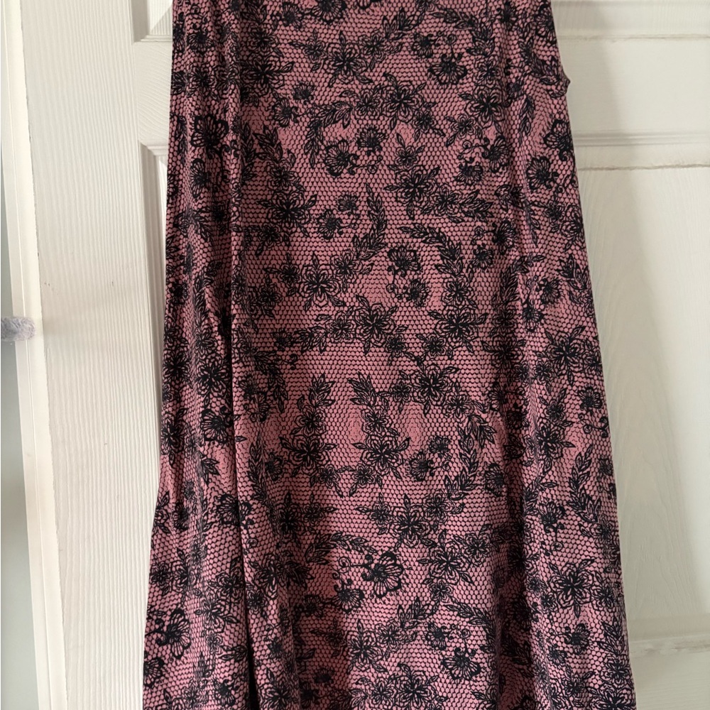 LuLaRoe Pink and Black Floral Maxi Skirt